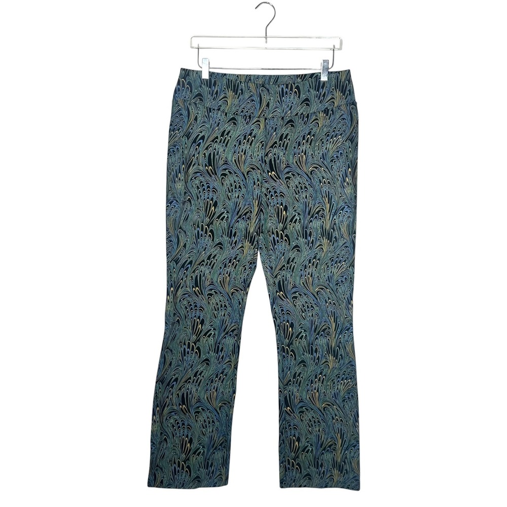 Soft Surroundings Ponte Knit Pull on Pants Black Marbled Print Peacock Size L - Picture 10 of 10